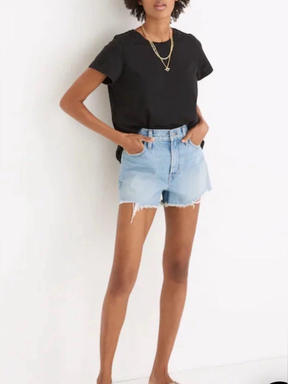 Madewell Light Blue Distressed Jean Shorts